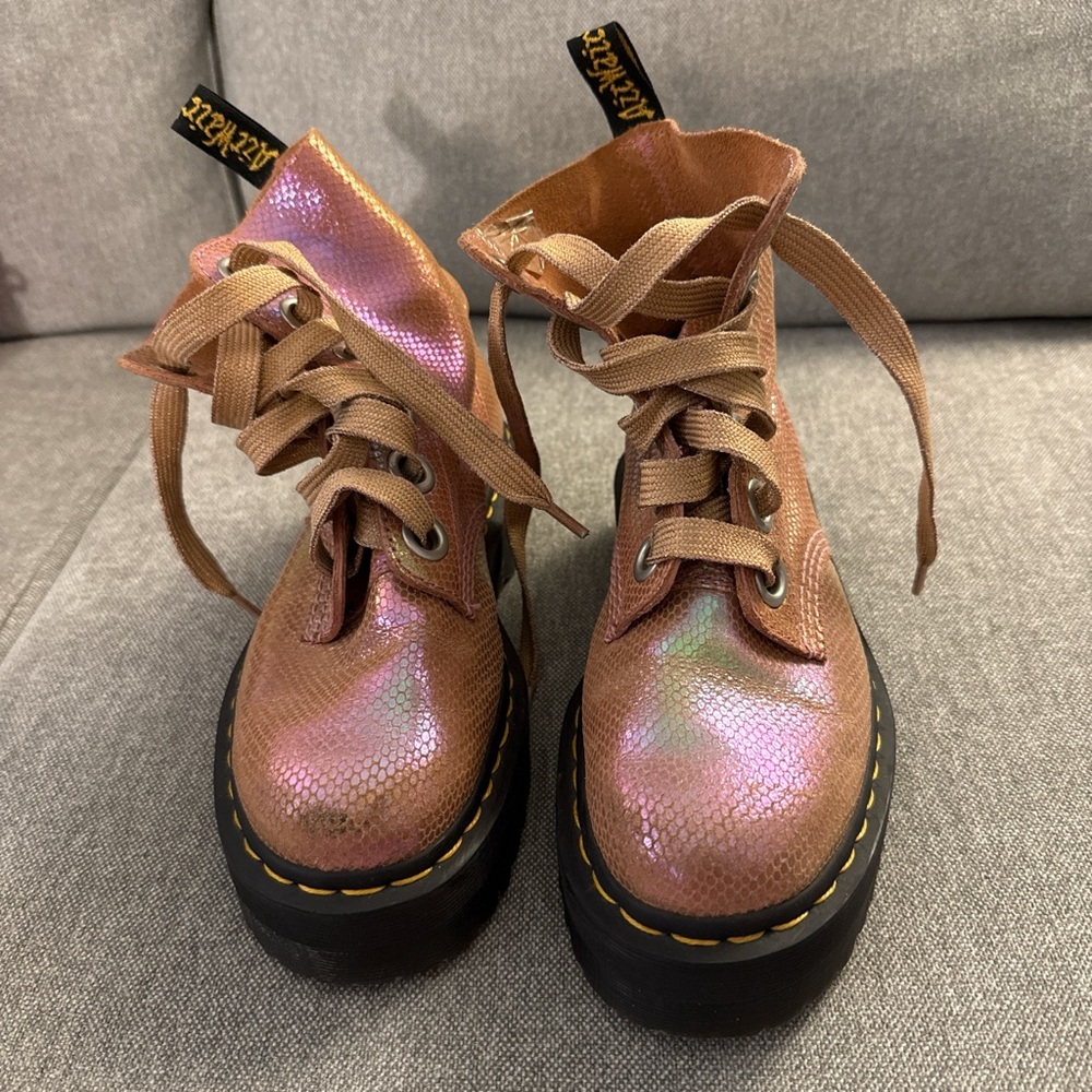 Dr. Martens Iridescent Pink Combat Boots